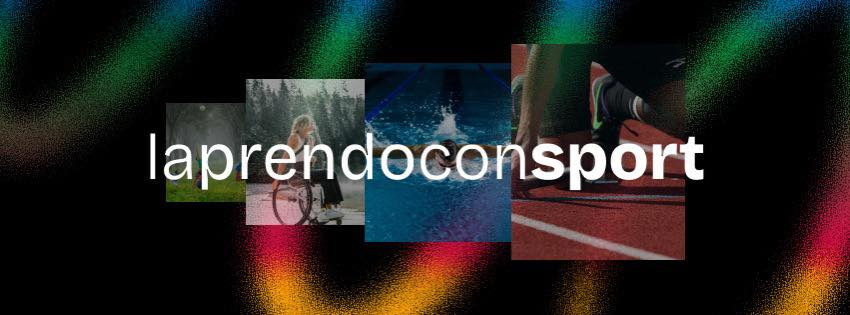 Copertina Laprendoconsport con fotografie sportive sovrapposte e nome bianco su fondo scuro colorato